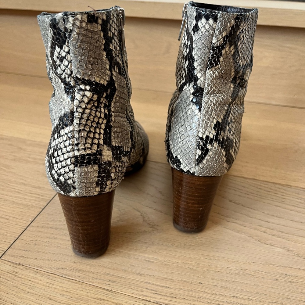 Python Snake-Embossed Leather Boots - Picture 5 of 8